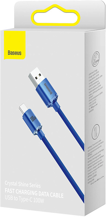 Купить Кабель Baseus Crystal Shine (CAJY000503) USB-A/Type-C 100W 2m (Blue) 1208767